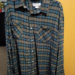 Haband Men's Plaid Shirt - Blue and Brown